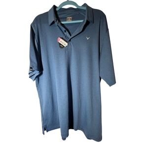 Callaway Mens Opti-Dri Golf Polo Shirt Blue Textured Short Sleeve XL NWT